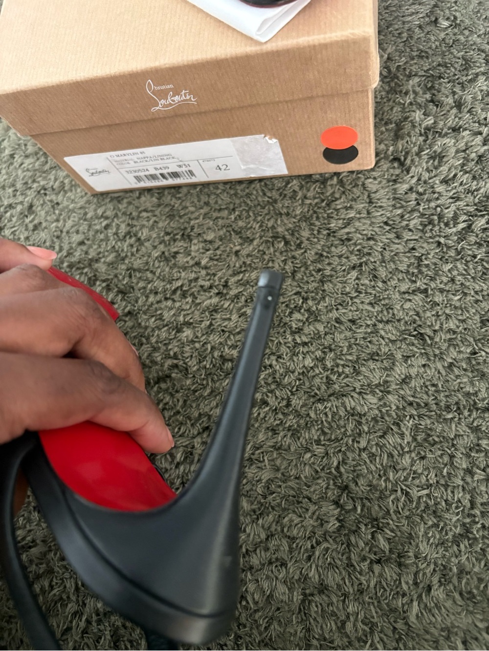 Christian Louboutin Black Marylin 85 Leather Slingback Heels - Picture 3 of 13